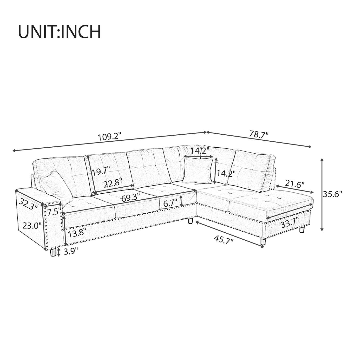 Calista Mid-Century L-Shaped Modular Sofa