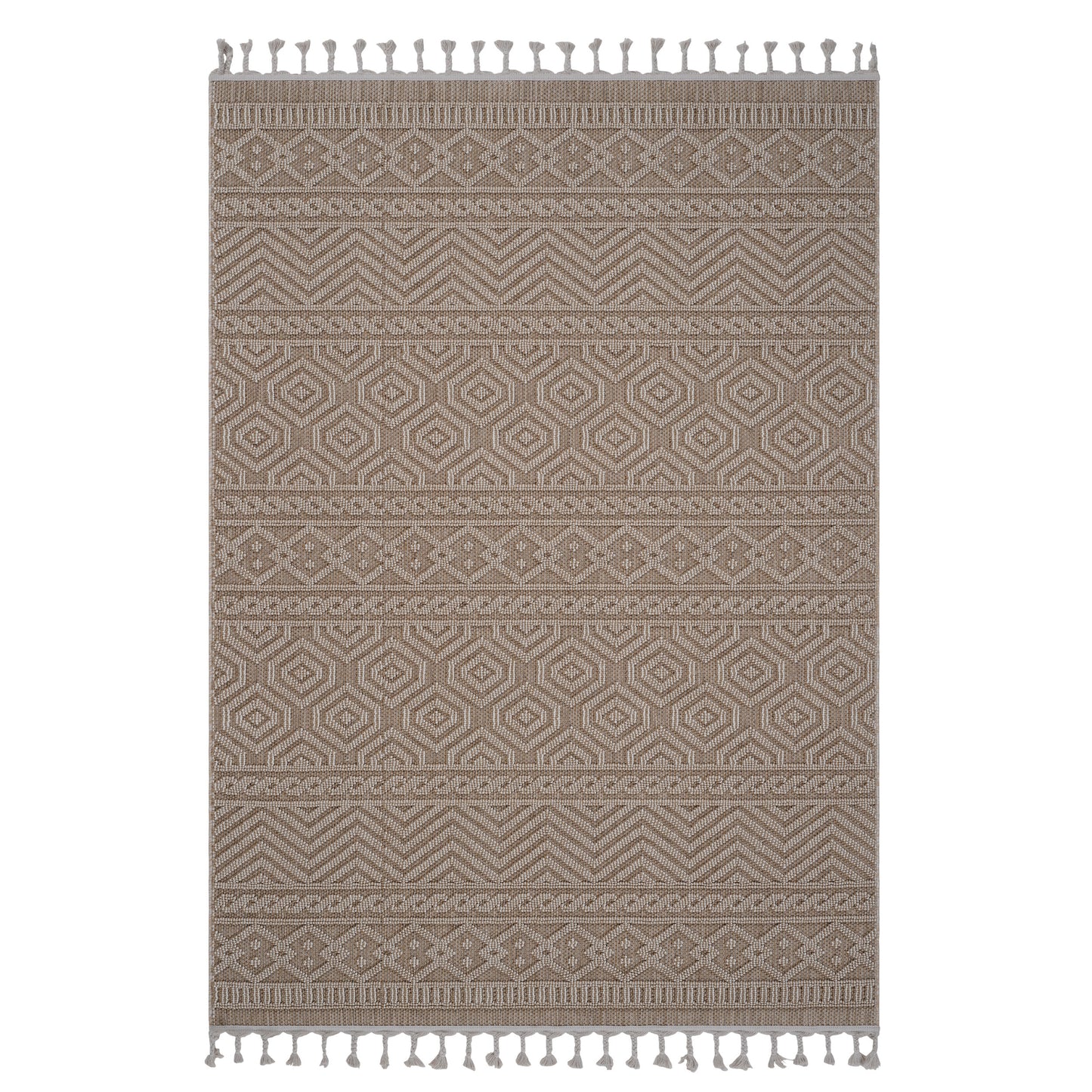 Justo Modern Mocha Geometric Outdoor Rug