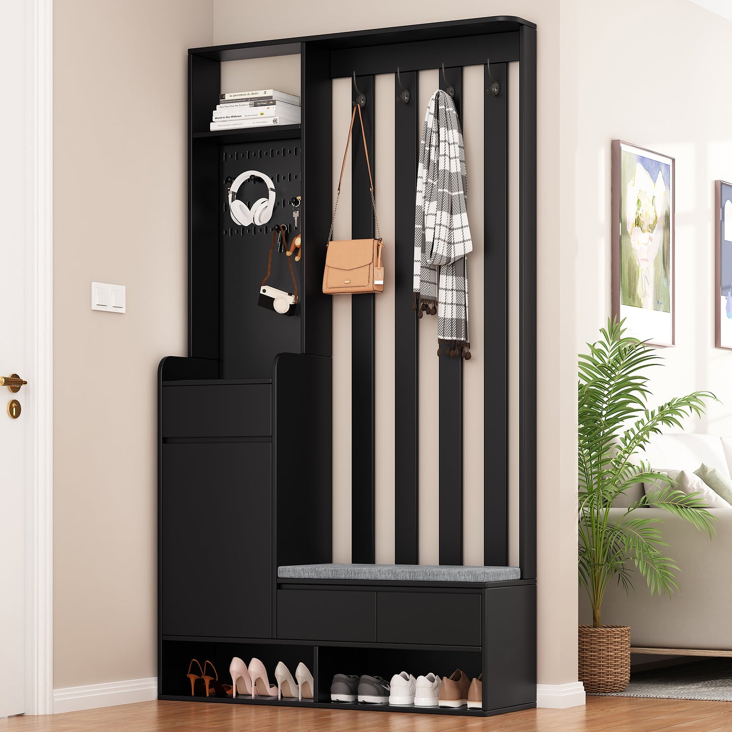 Westport Contemporary Hall Tree with Storage Bench and Coat Rack