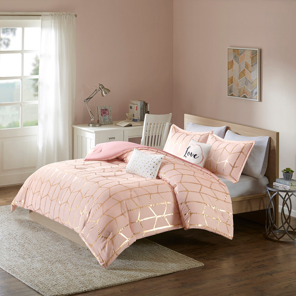 Healdsburg Contemporary Metallic Printed Comforter Set