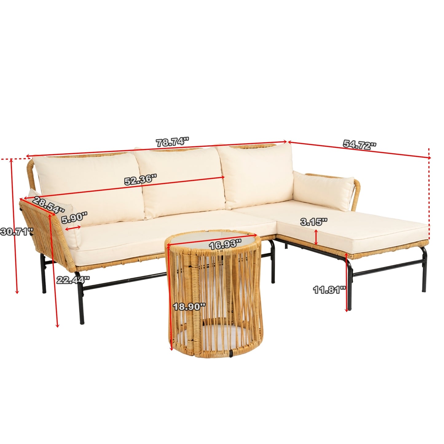 Marcel Modern Natural Wicker Patio Set
