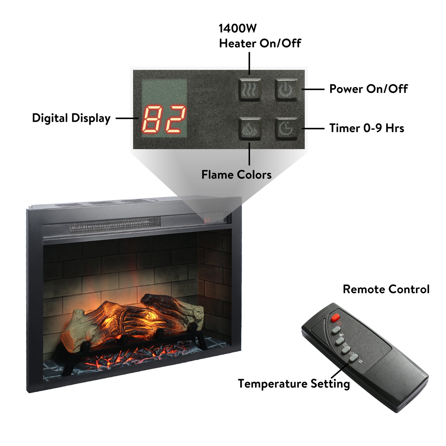 Emery Contemporary Electric Fireplace Insert
