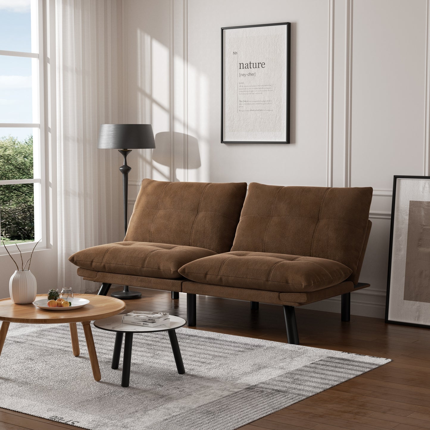 Kingsly Modern Leather Convertible Sofa Bed