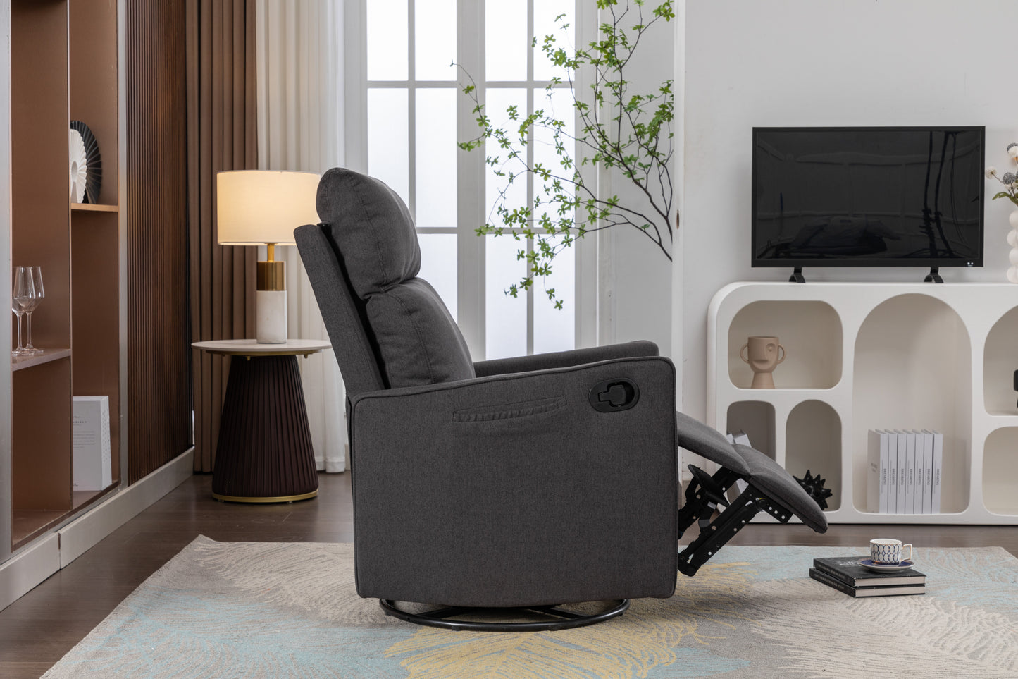 Amity Modern Cotton Linen Rocking Chair