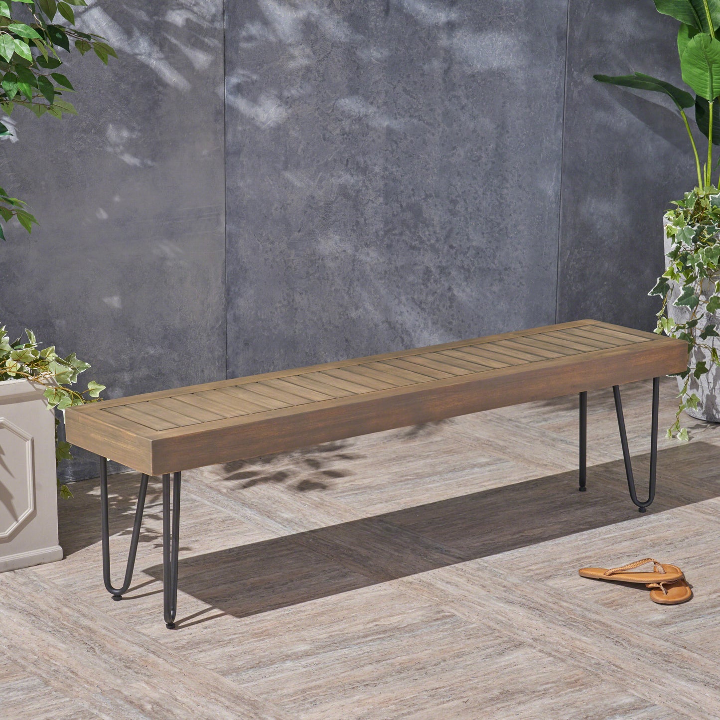 Silverleaf Industrial Wood Seating Bench