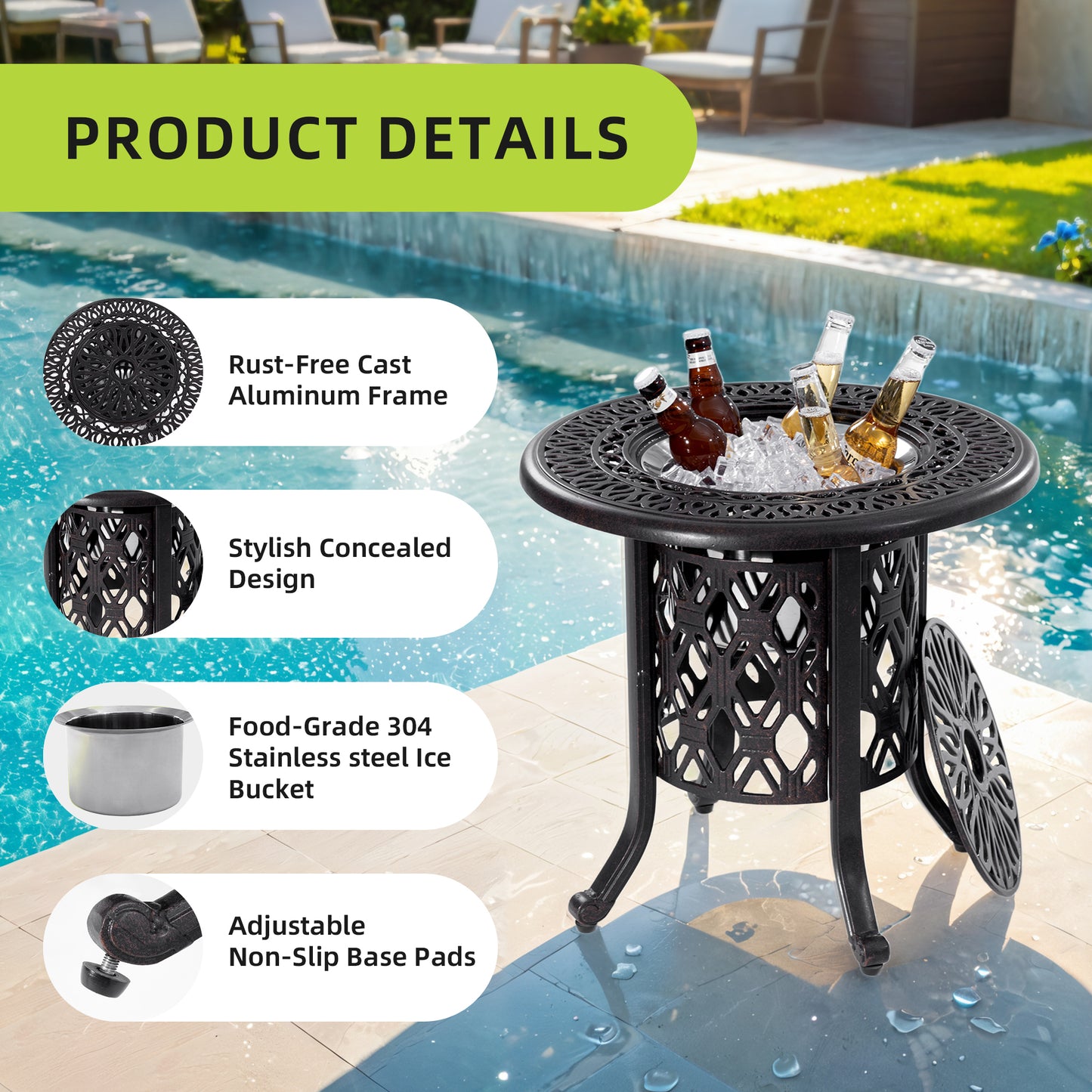 Emery Modern Outdoor Table Ice Bucket