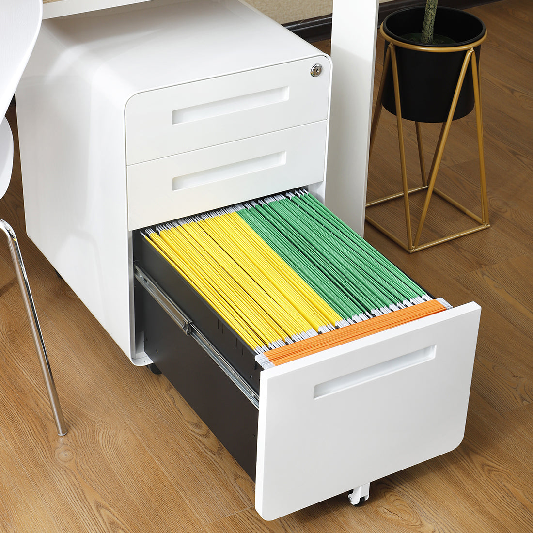 Warmsprings Modern Mobile File Cabinet White