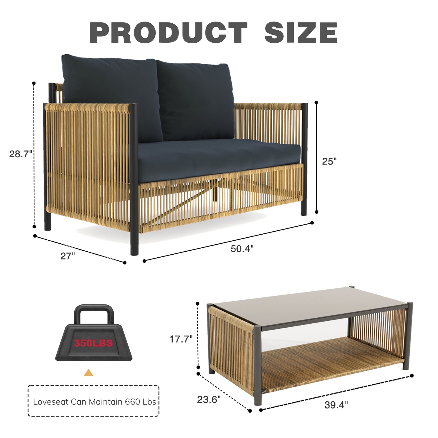 Lazzareschi Modern Patio Wicker Sofa