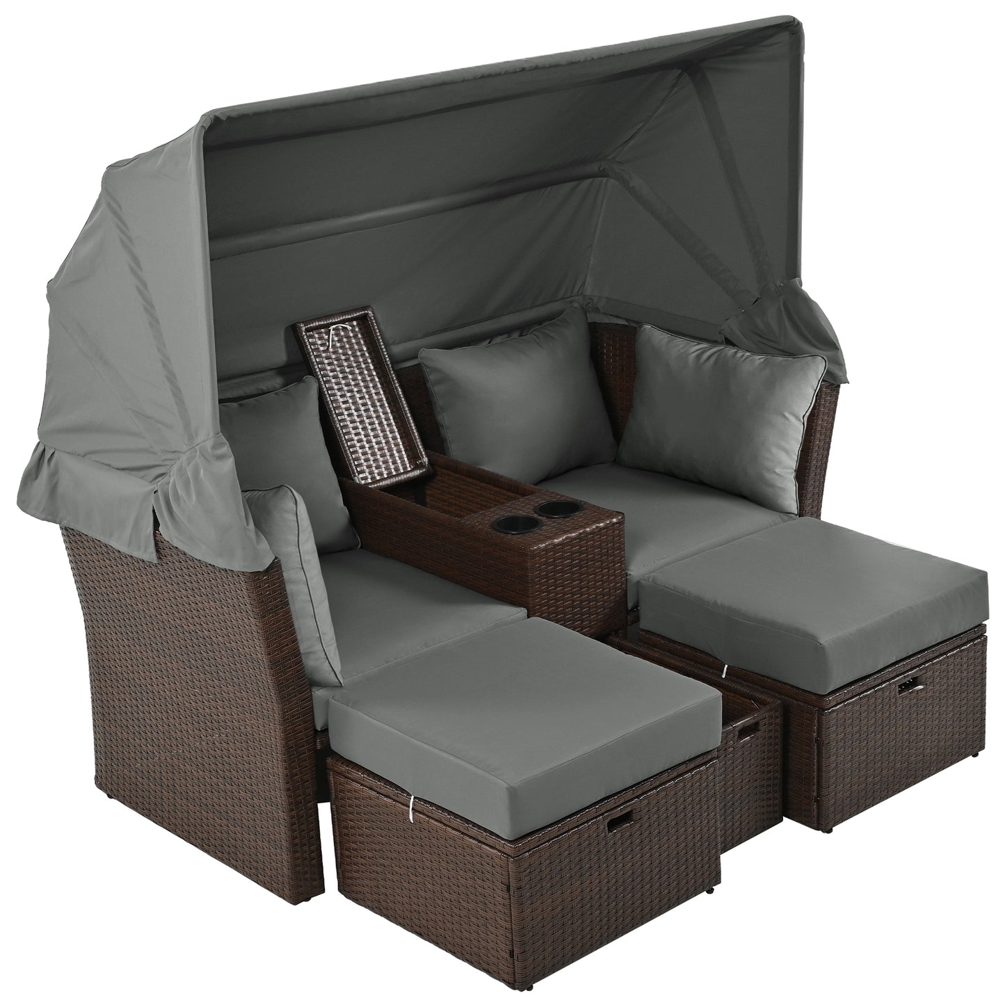 Amity Modern Loveseat Foldable Awning Daybed