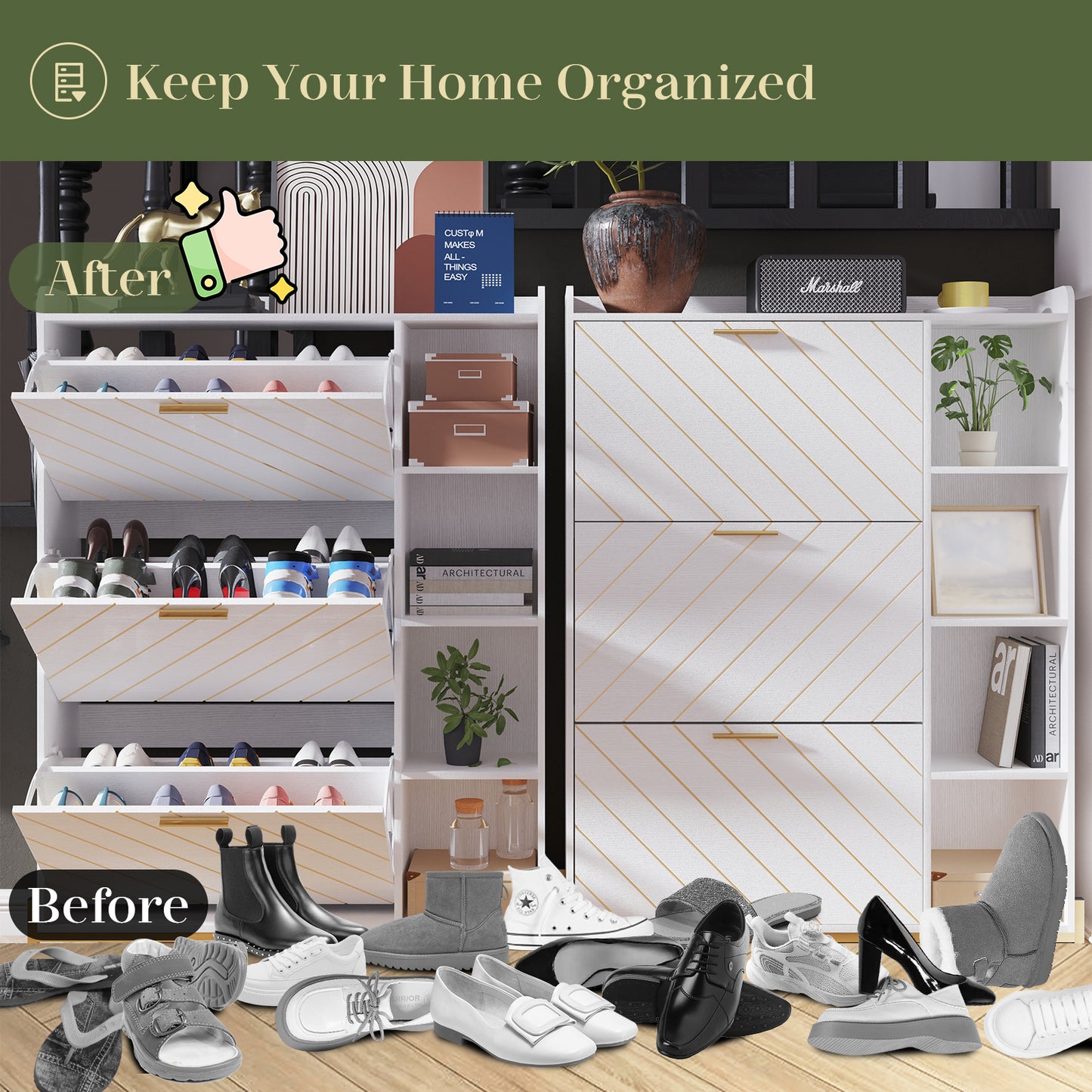 Mission Modern Slim Shoe Storage Cabinet