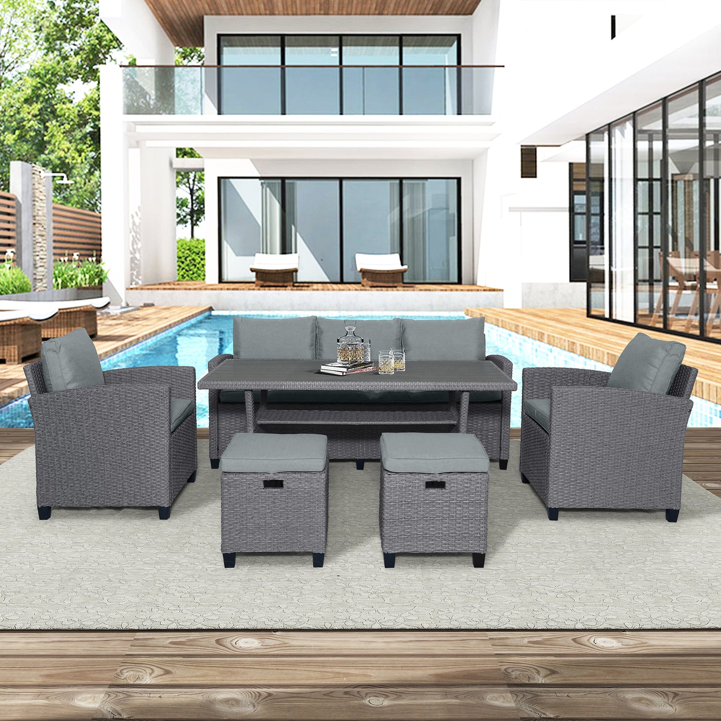Ghivi Contemporary Rattan Outdoor Set