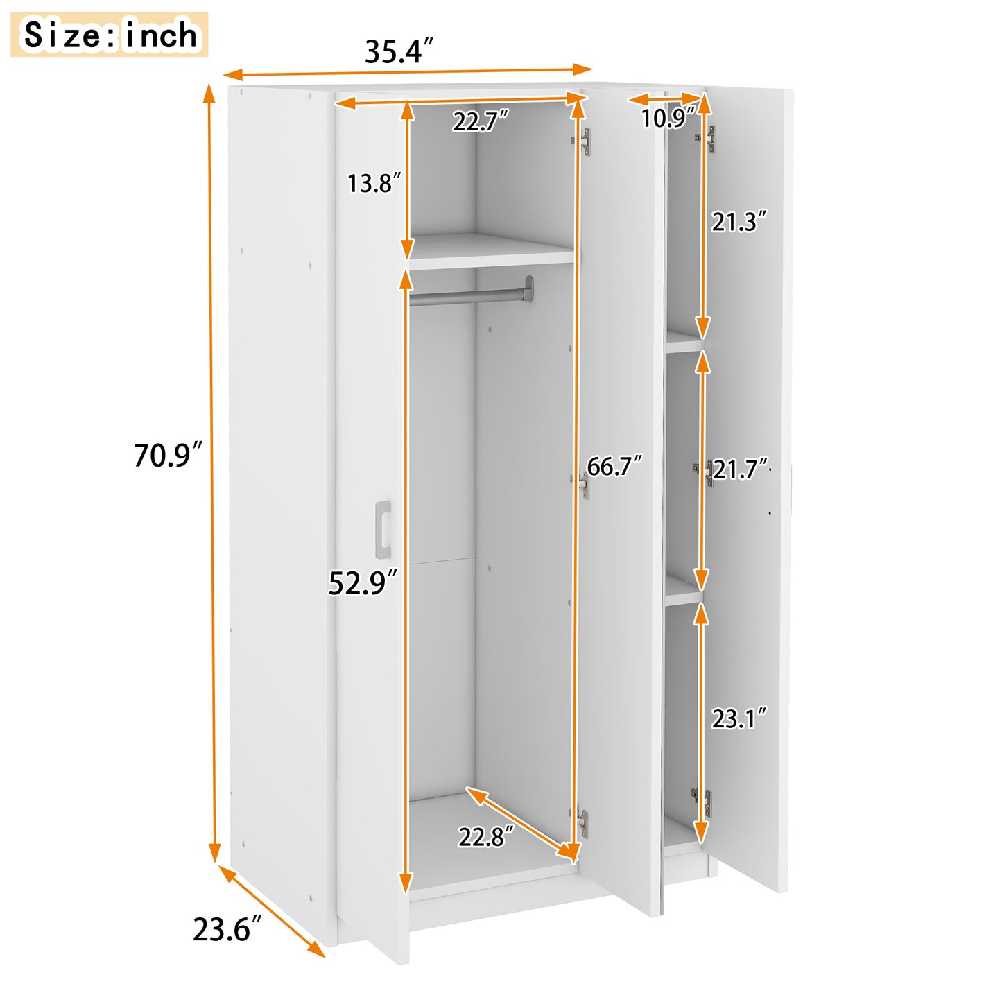 Jiron Modern Mirror Wardrobe Armoire