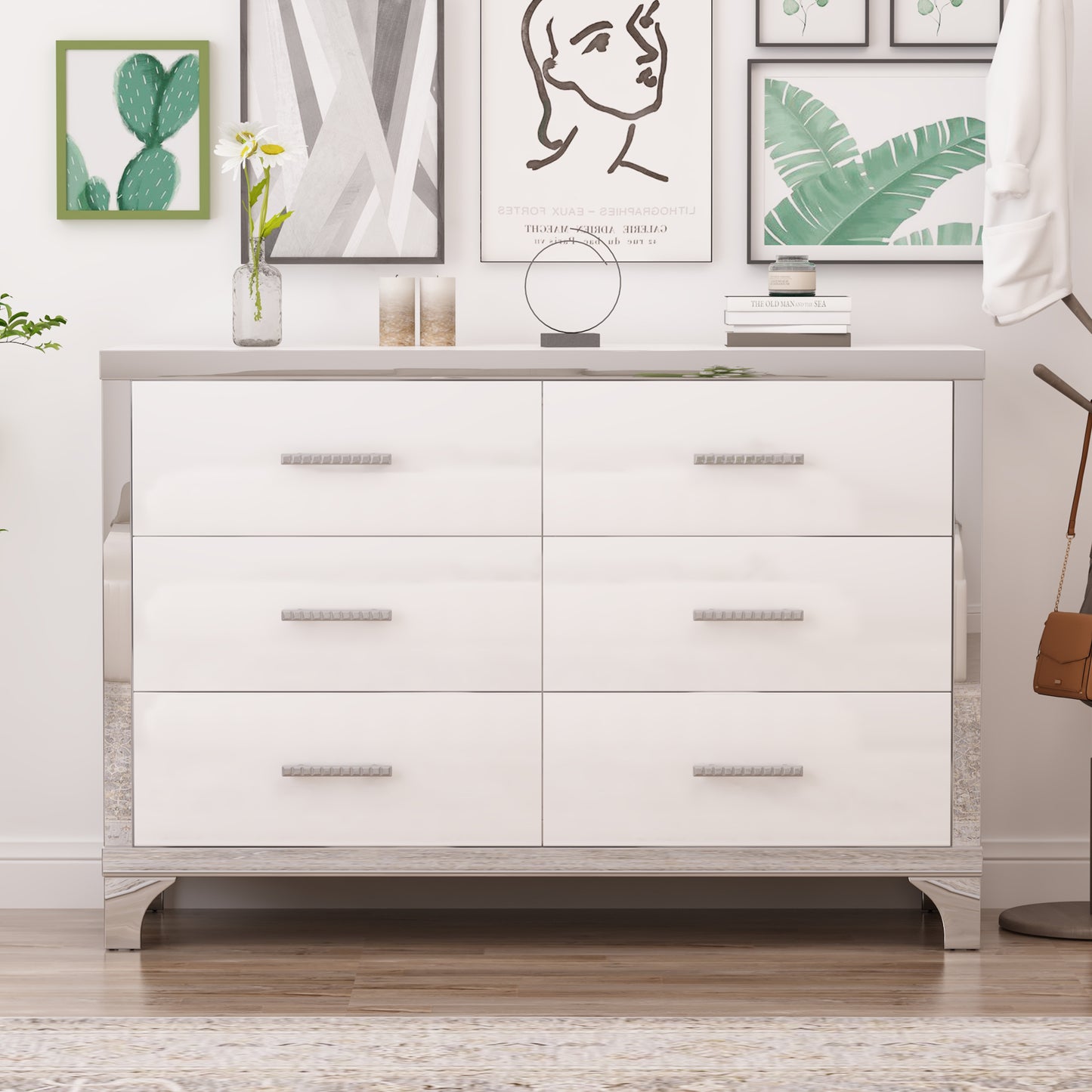 Cleo Modern Mirrored Storage Cabinet