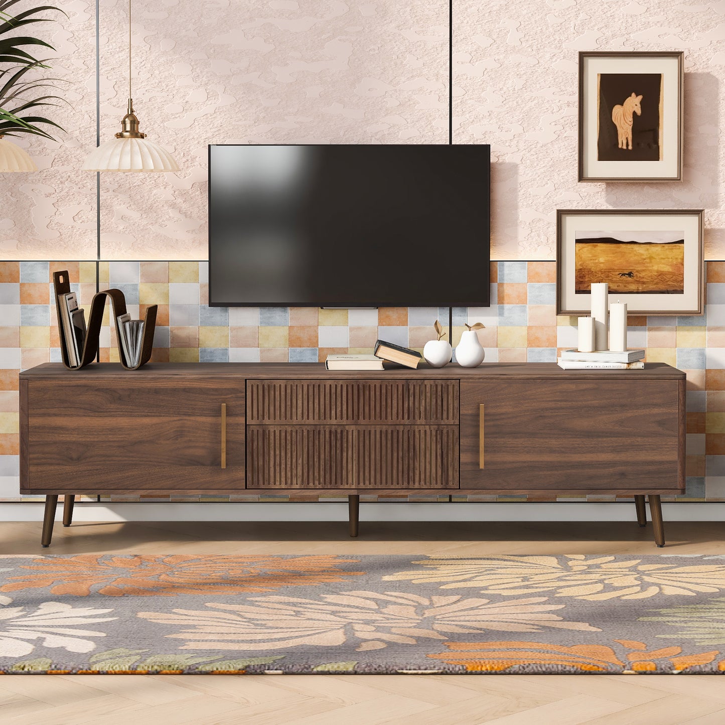 Bartholomew Mid-Century TV Stand with Drawers