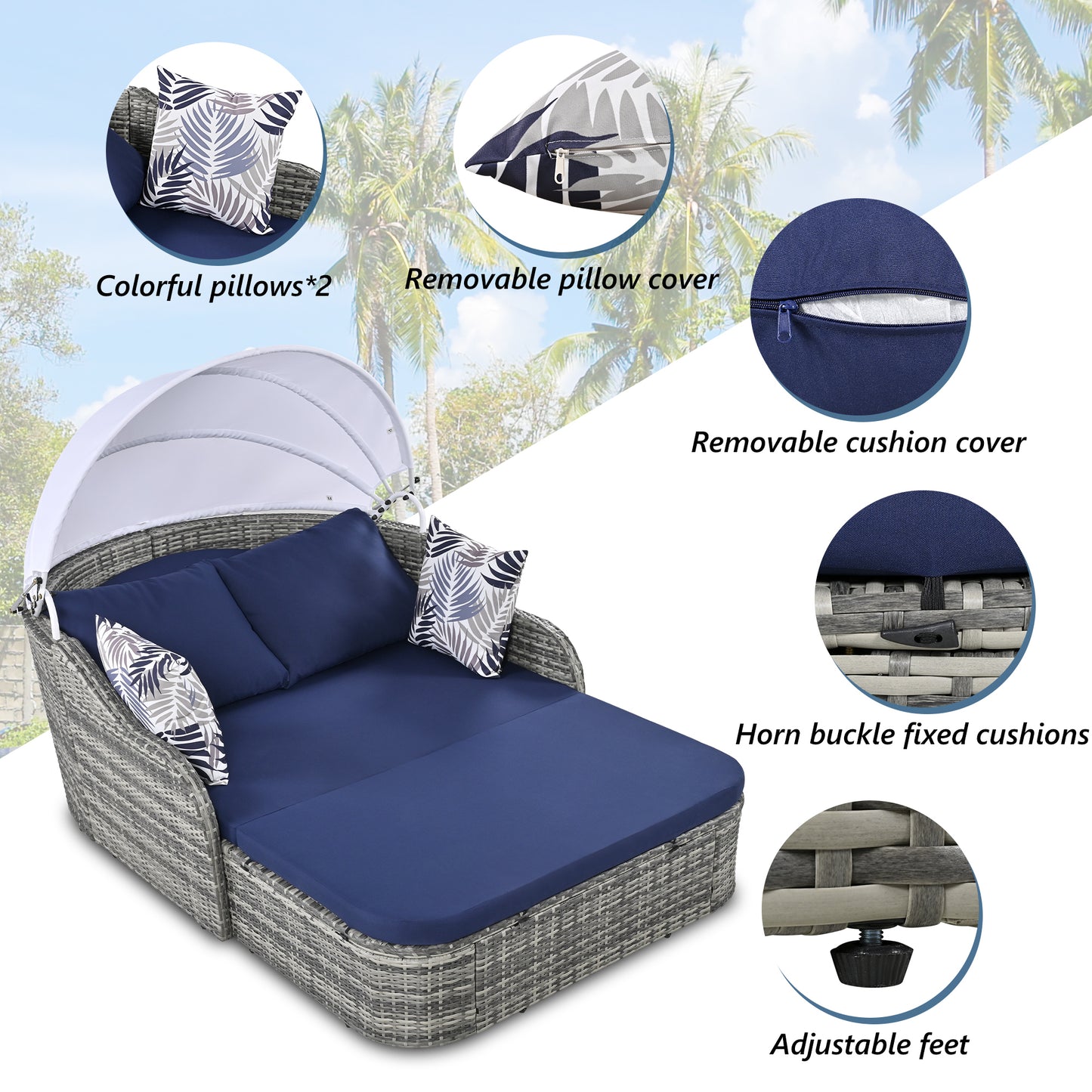 Oakridge Modern Canopy Sunbed Daybed