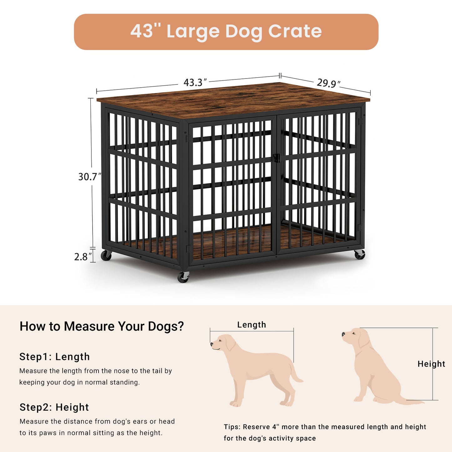 Fitch Industrial Iron Rustic Dog Crate