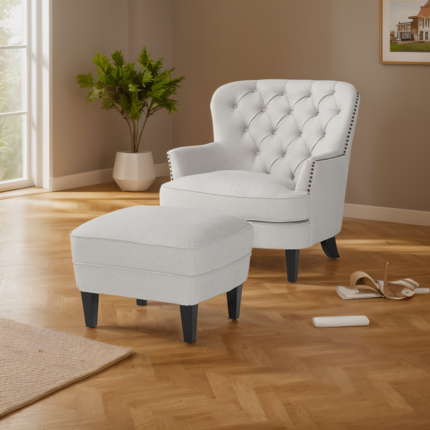 Justo Traditional Upholstered Fabric Club Chair