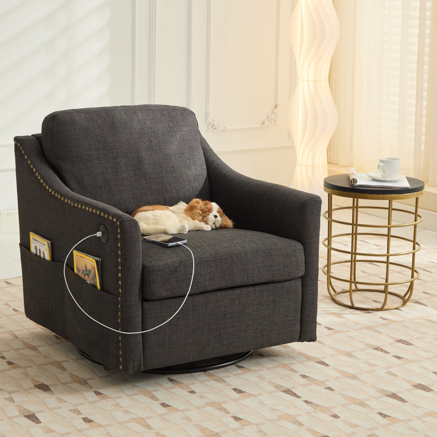 Lazzareschi Contemporary Swivel Upholstered Chair
