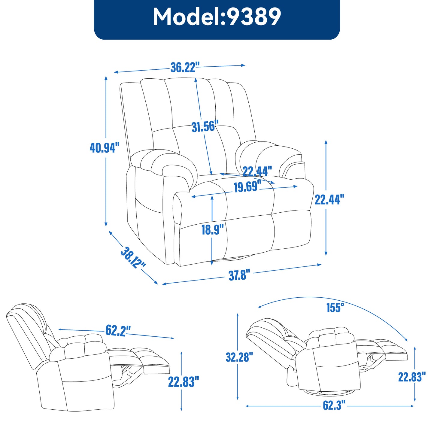 Irvington Modern Fabric Recliner Sofa Chair