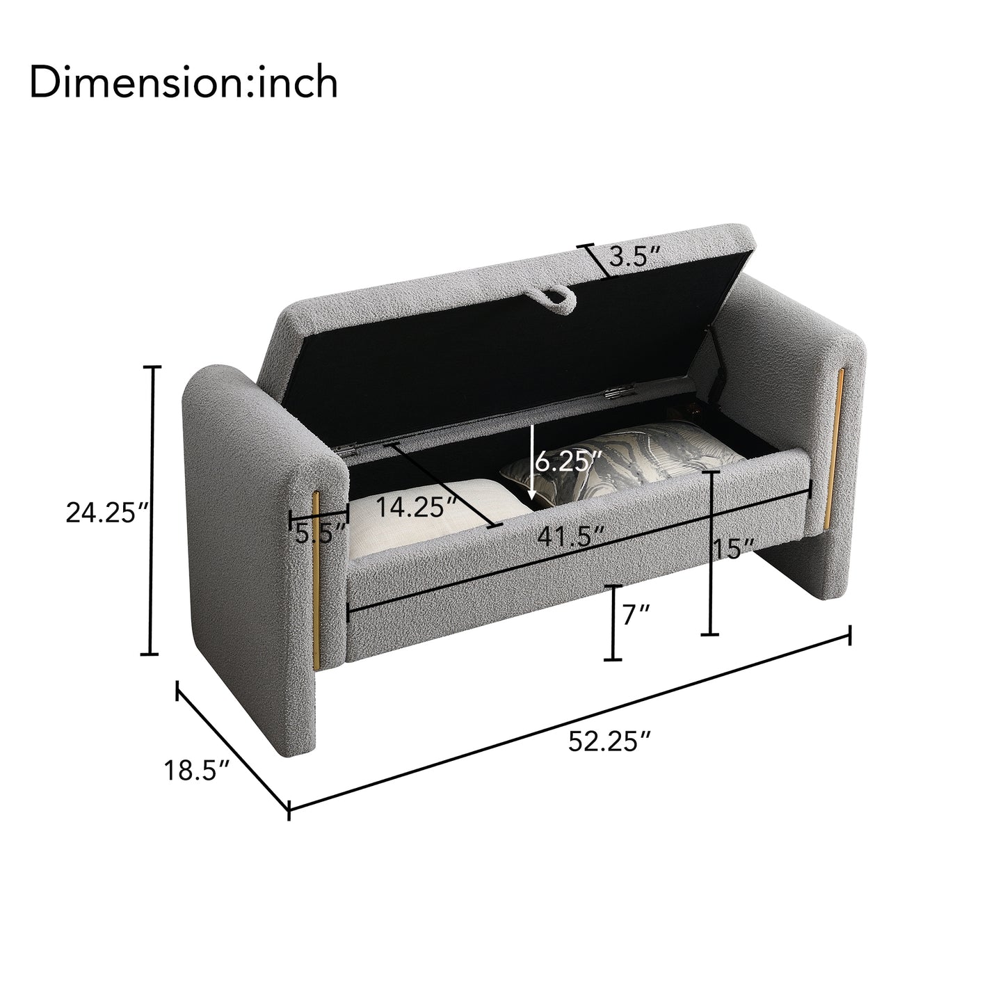 Warmsprings Modern Upholstered Storage Bench