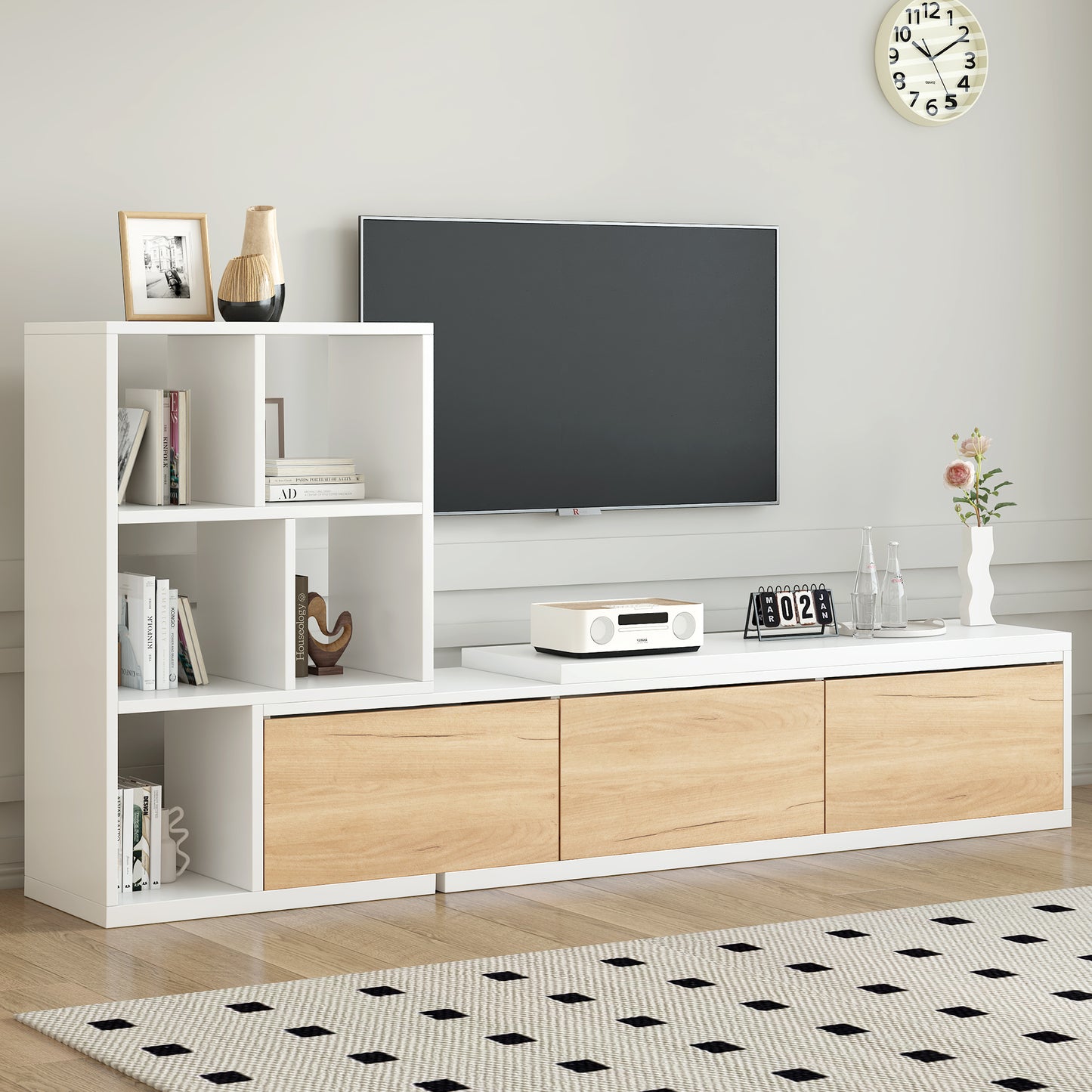Amity Modern Extendable TV Stand Entertainment Center