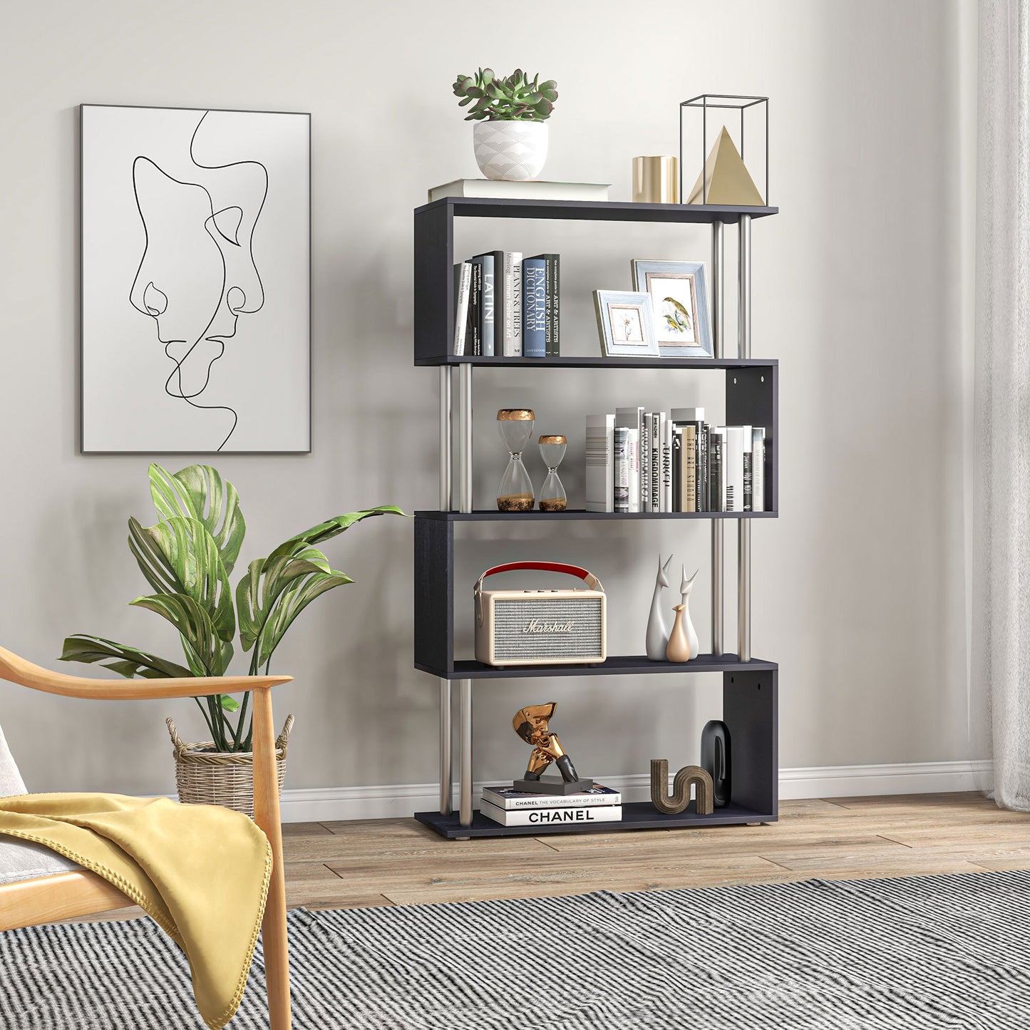 Lazzareschi Modern S-Shaped Bookcase