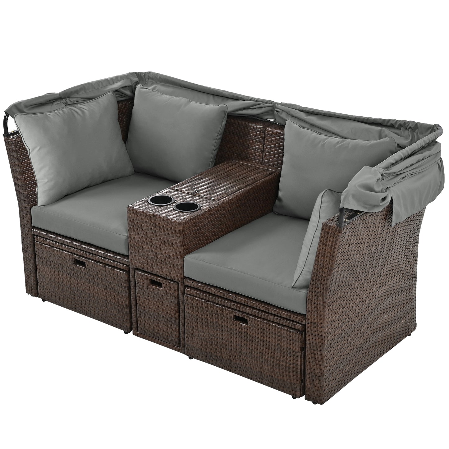 Amity Modern Loveseat Foldable Awning Daybed