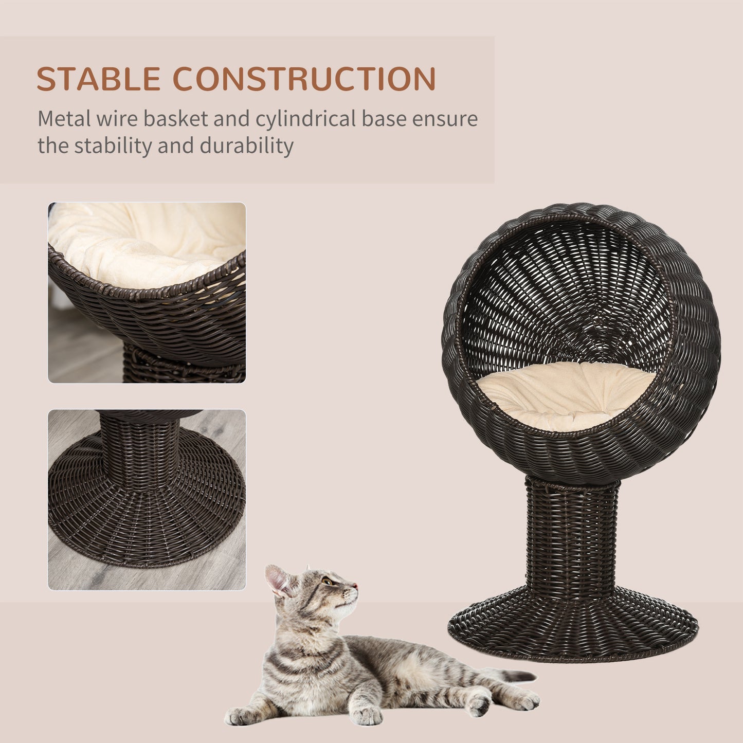 Luz Contemporary Elevated Rattan Cat House
