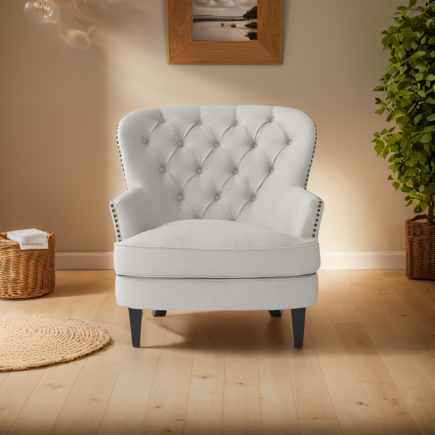 Justo Traditional Upholstered Fabric Club Chair