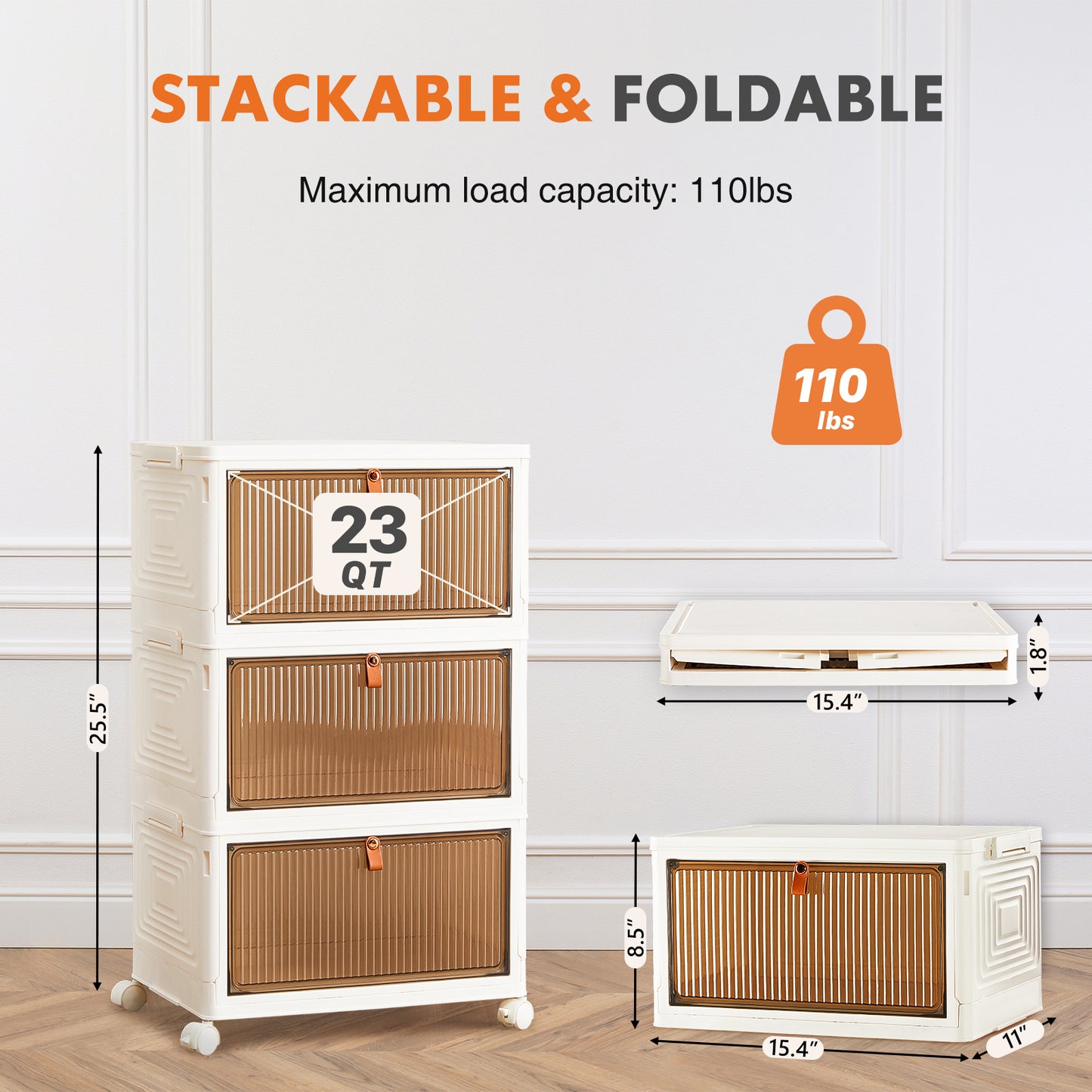 Amity Modern Stackable Storage Bins Organizers