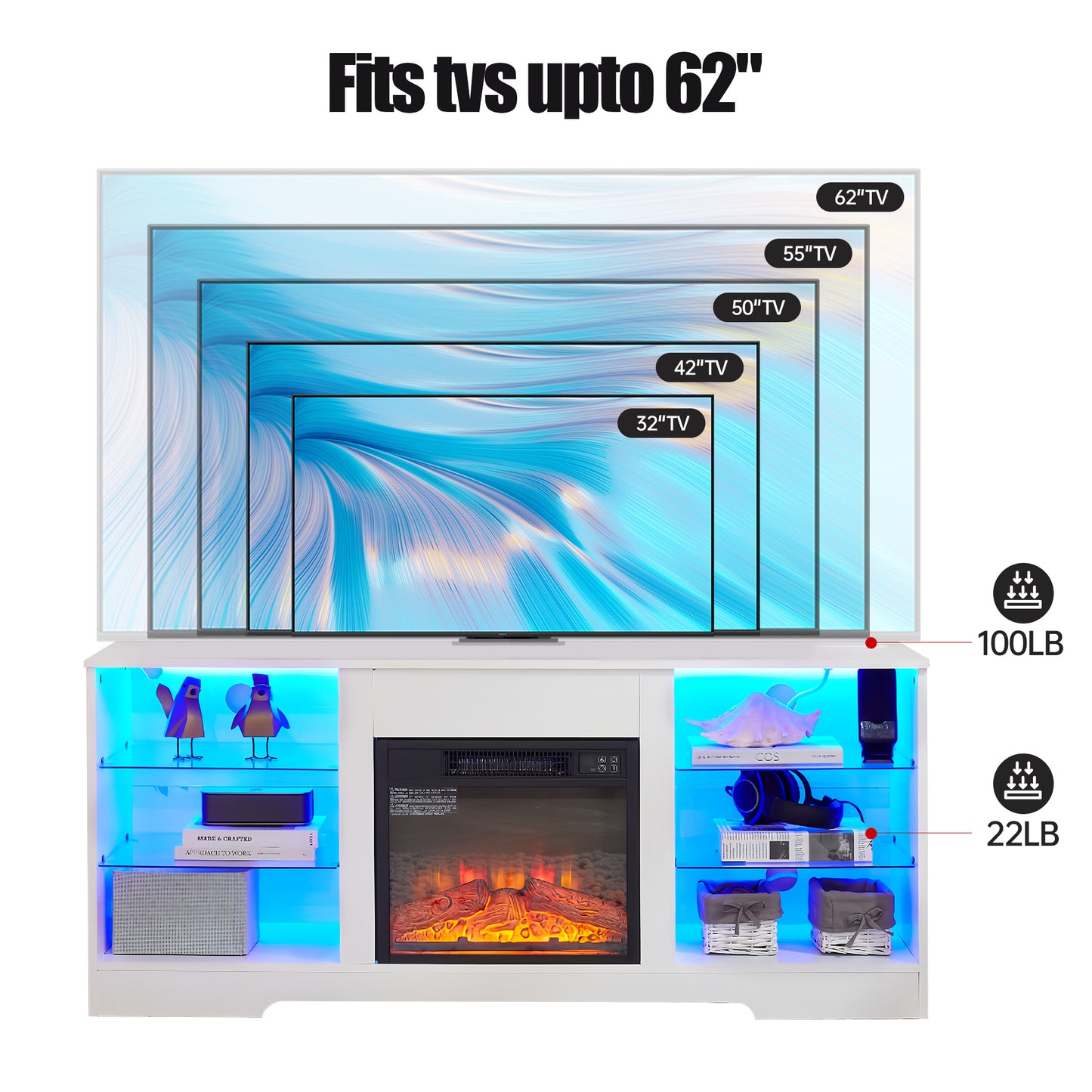 Marcel Modern LED Fireplace TV Stand