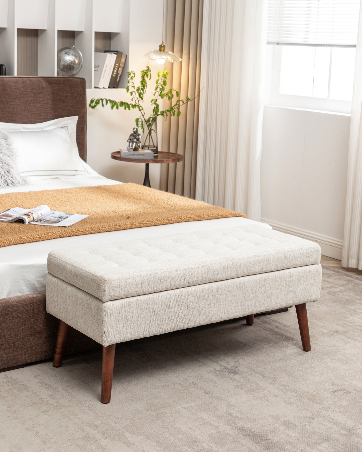 Kingsly Contemporary Upholstered Storage Bench
