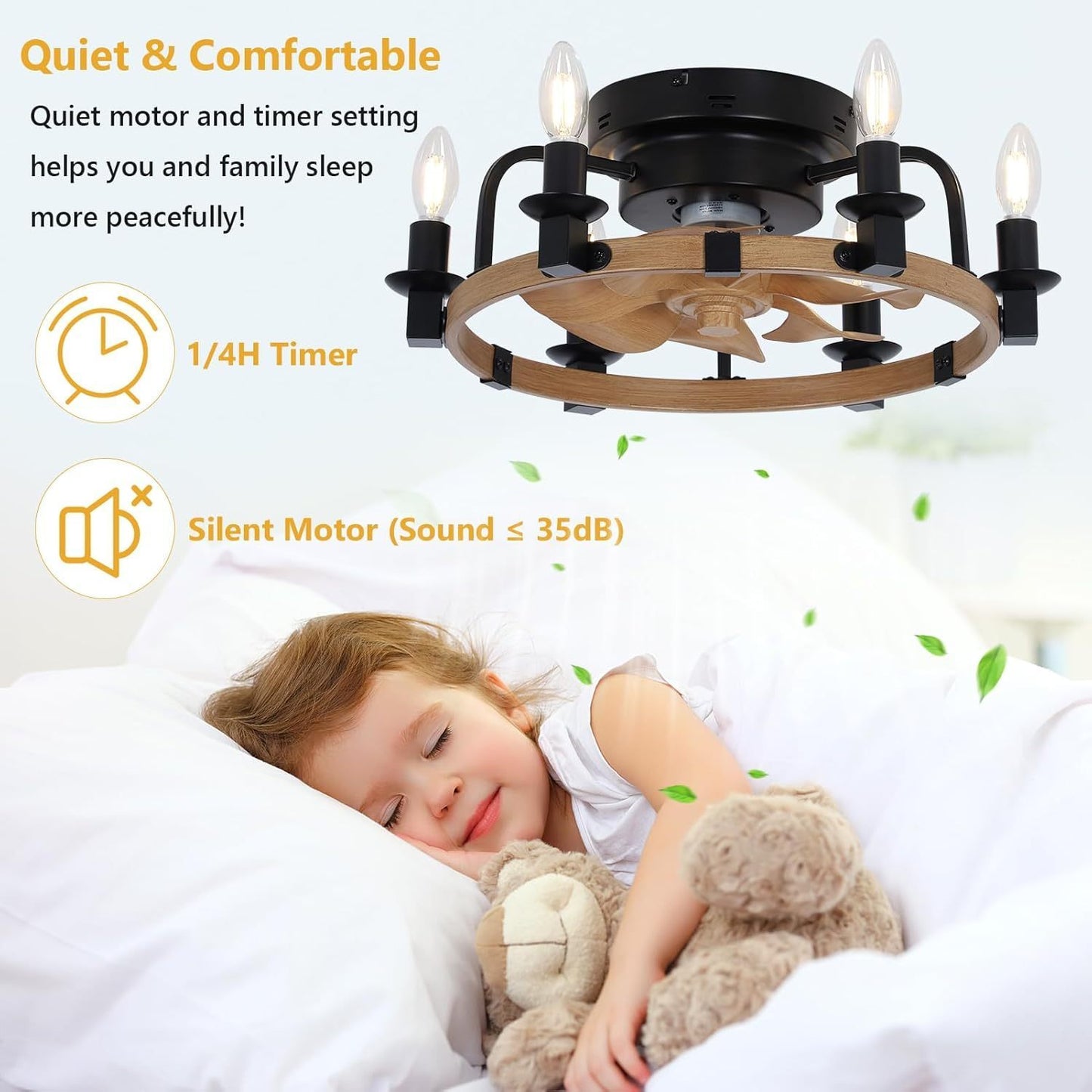 Warmsprings Modern Dimmable Ceiling Fan Light