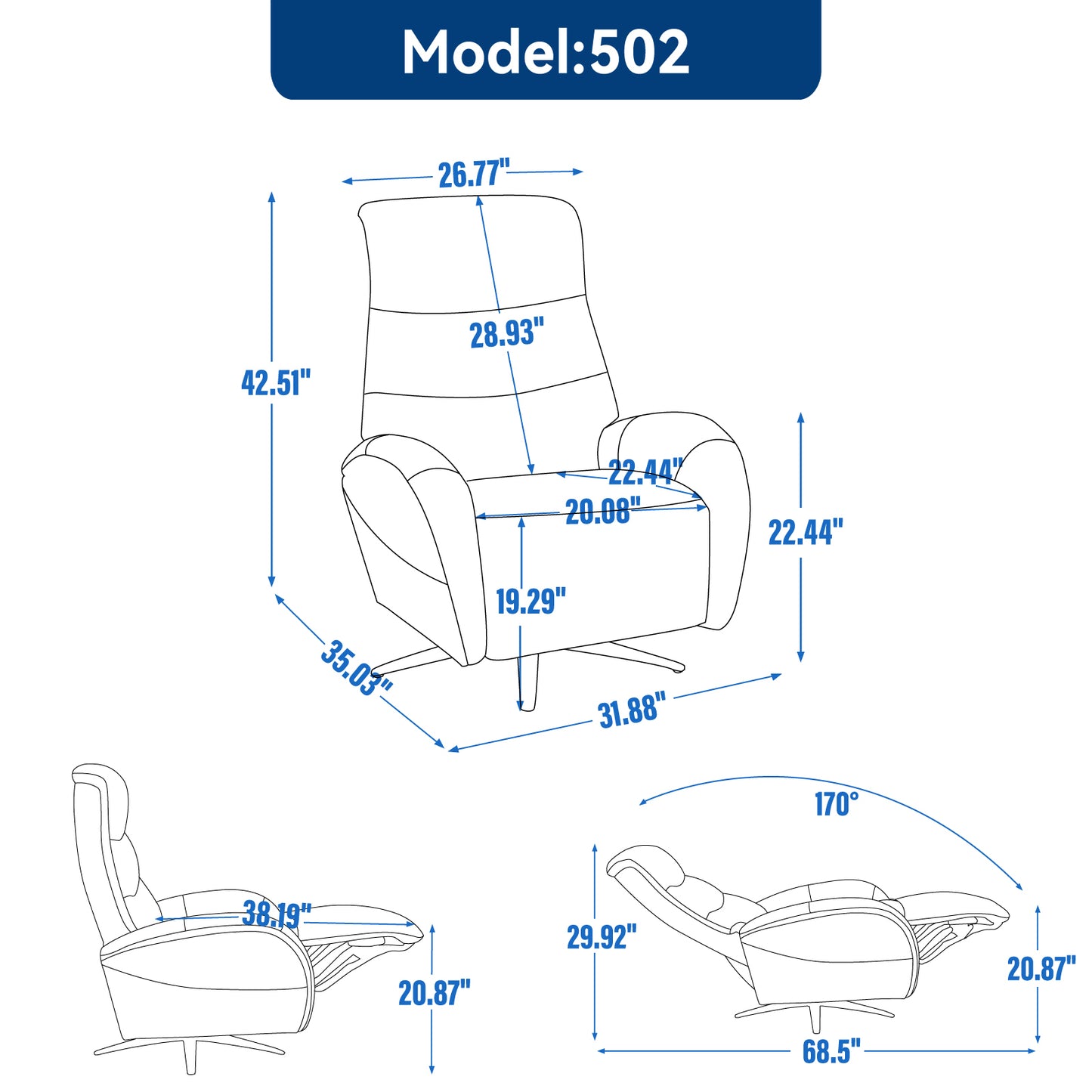 Fremont Modern Leatheraire Swivel Recliner Chair