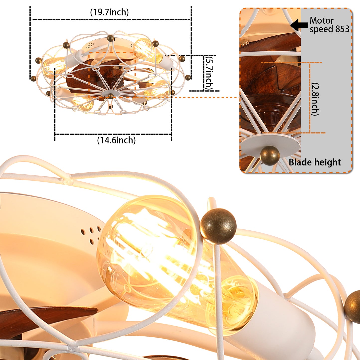 Amity Modern Caged Ceiling Fan