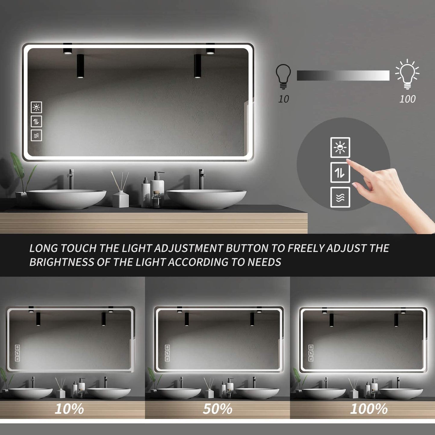 Jiron Modern LED Frameless Vanity Mirror