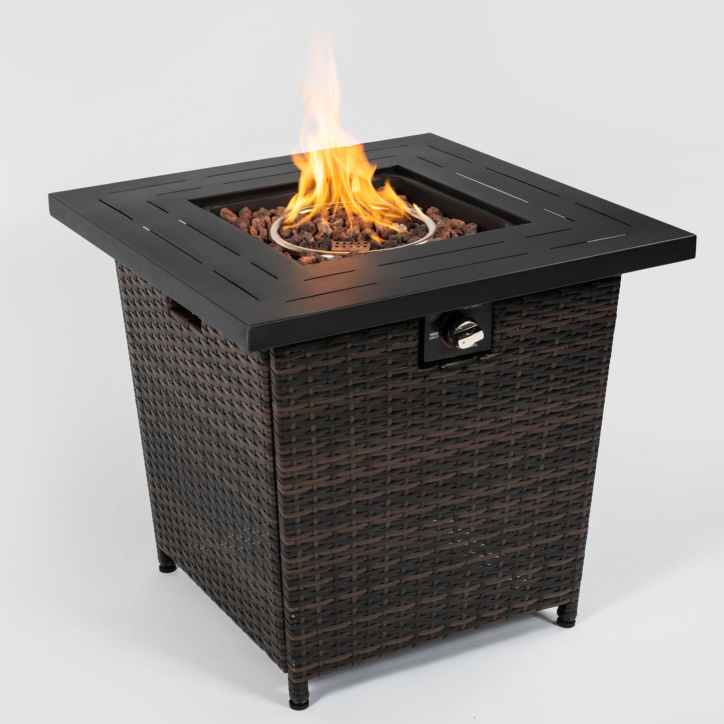Amity Contemporary Wicker Square Fire Pit Table
