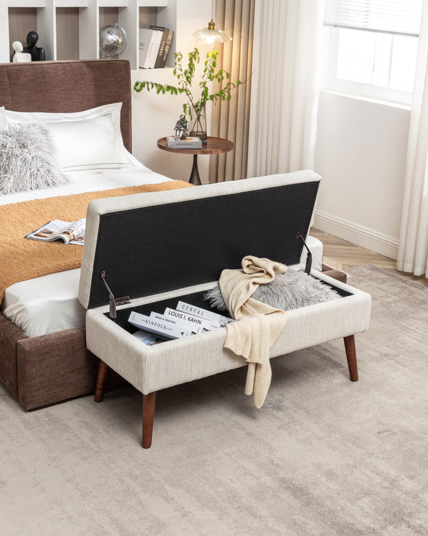 Kingsly Contemporary Upholstered Storage Bench