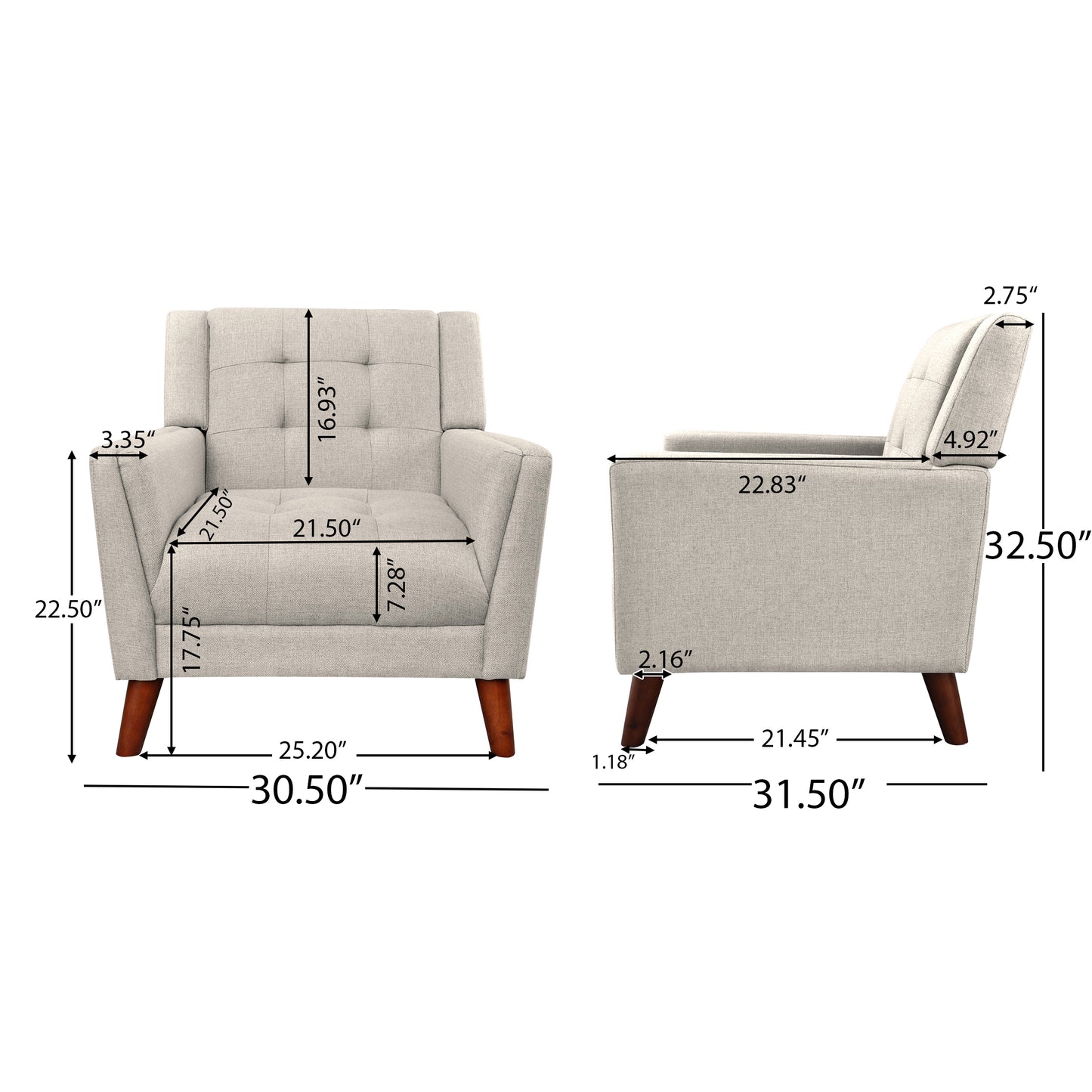 Kingsly Modern Fabric Armchair