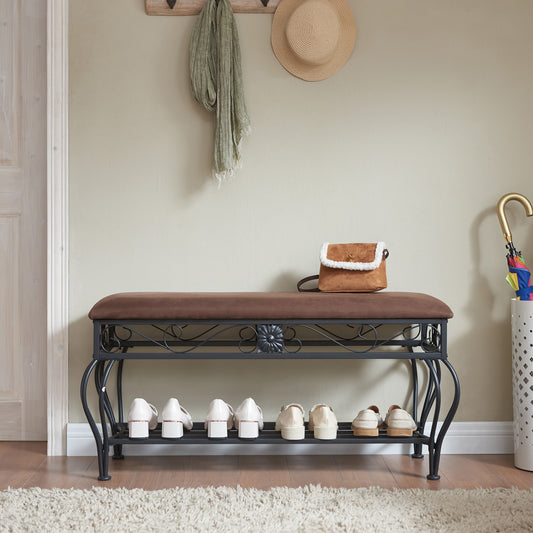 Justo Industrial Rustic Shoe Bench
