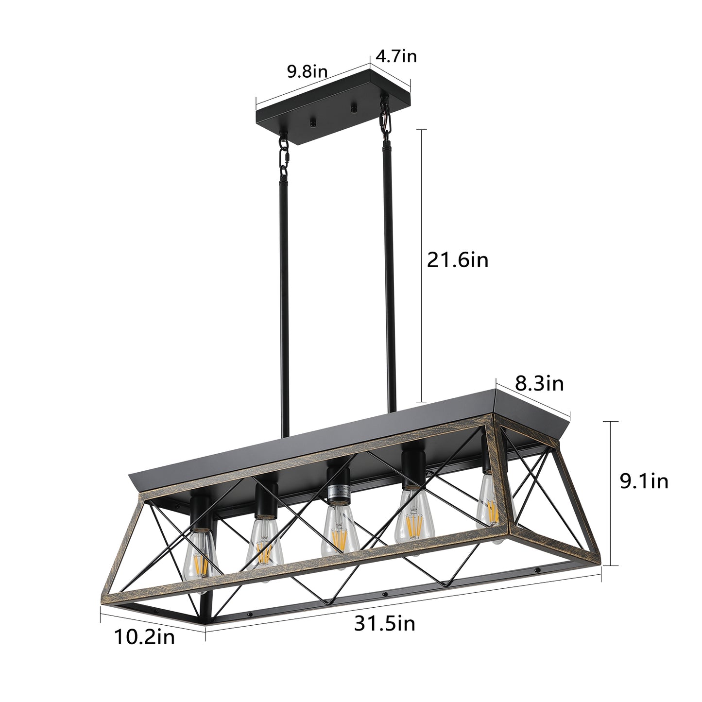 Luz Industrial Rectangular Island Light