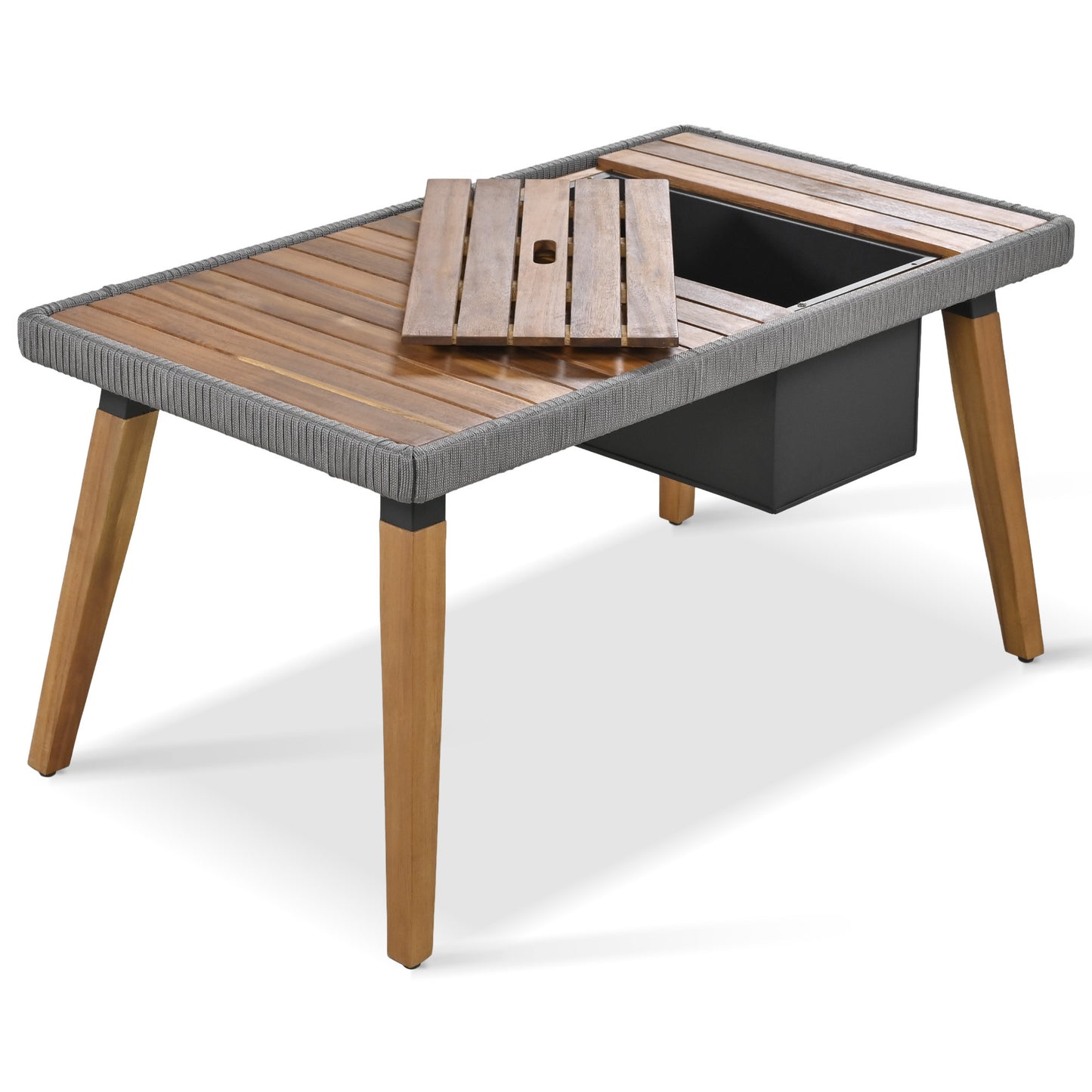 Calista Contemporary Outdoor Acacia Patio Set