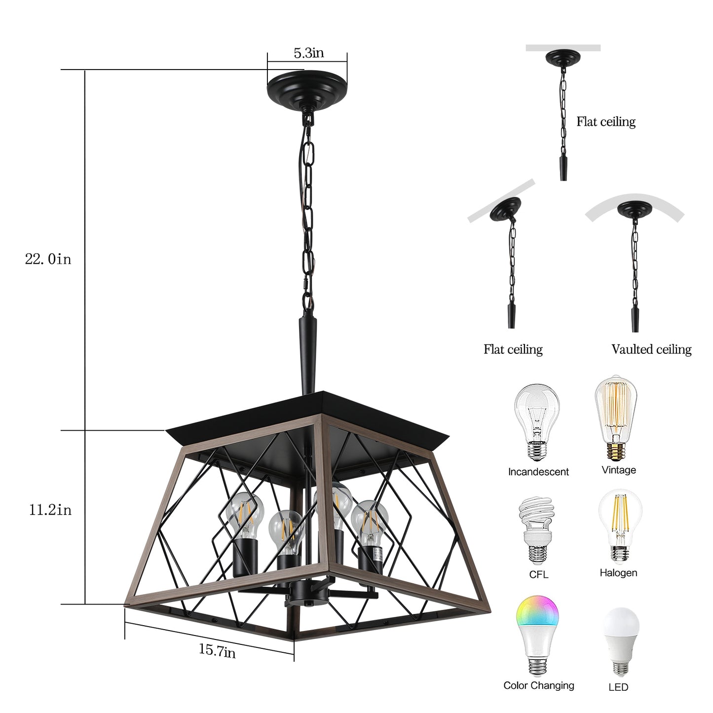 Mission Traditional Industrial Farmhouse Chandelier