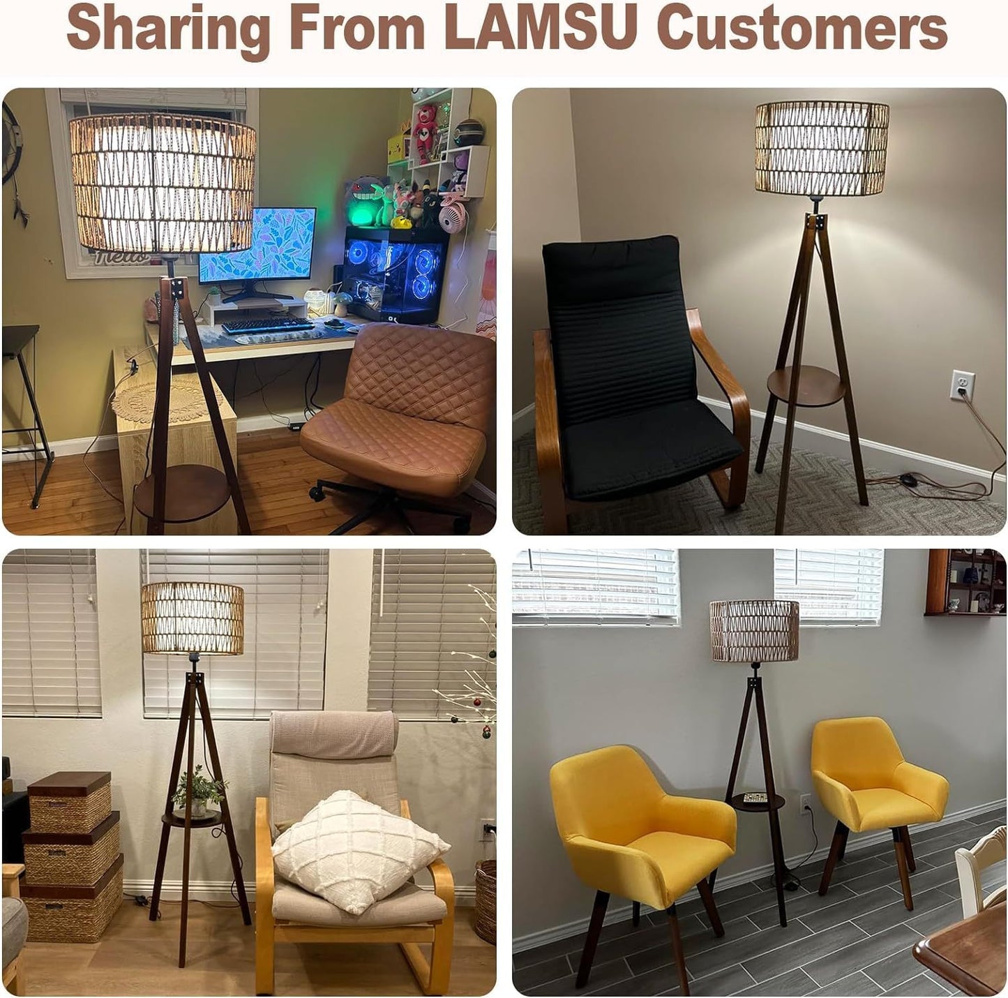 Lula Mid-Century Tripod Boho Shelf Lamp