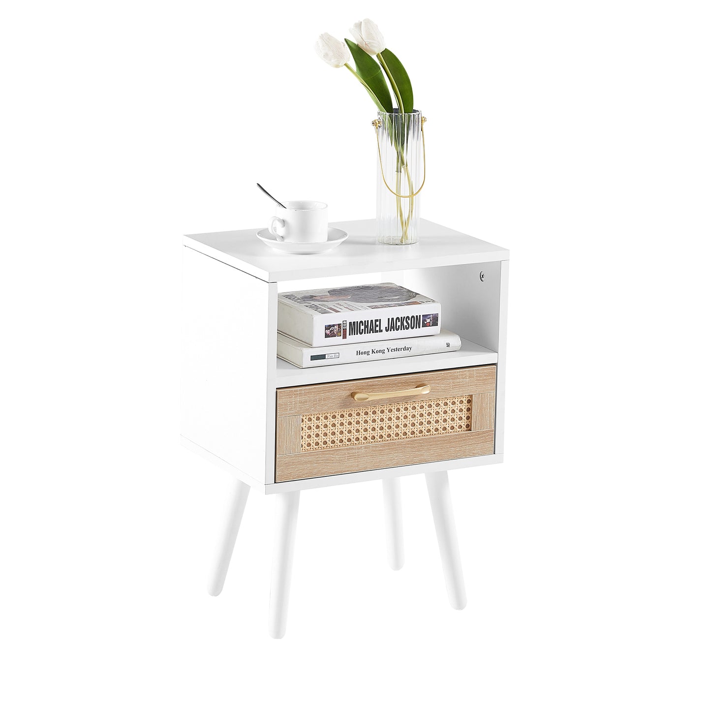 Lazzareschi Modern Rattan Wood End Table