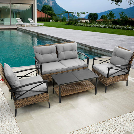 Napa Contemporary Rattan Wicker Dining Set