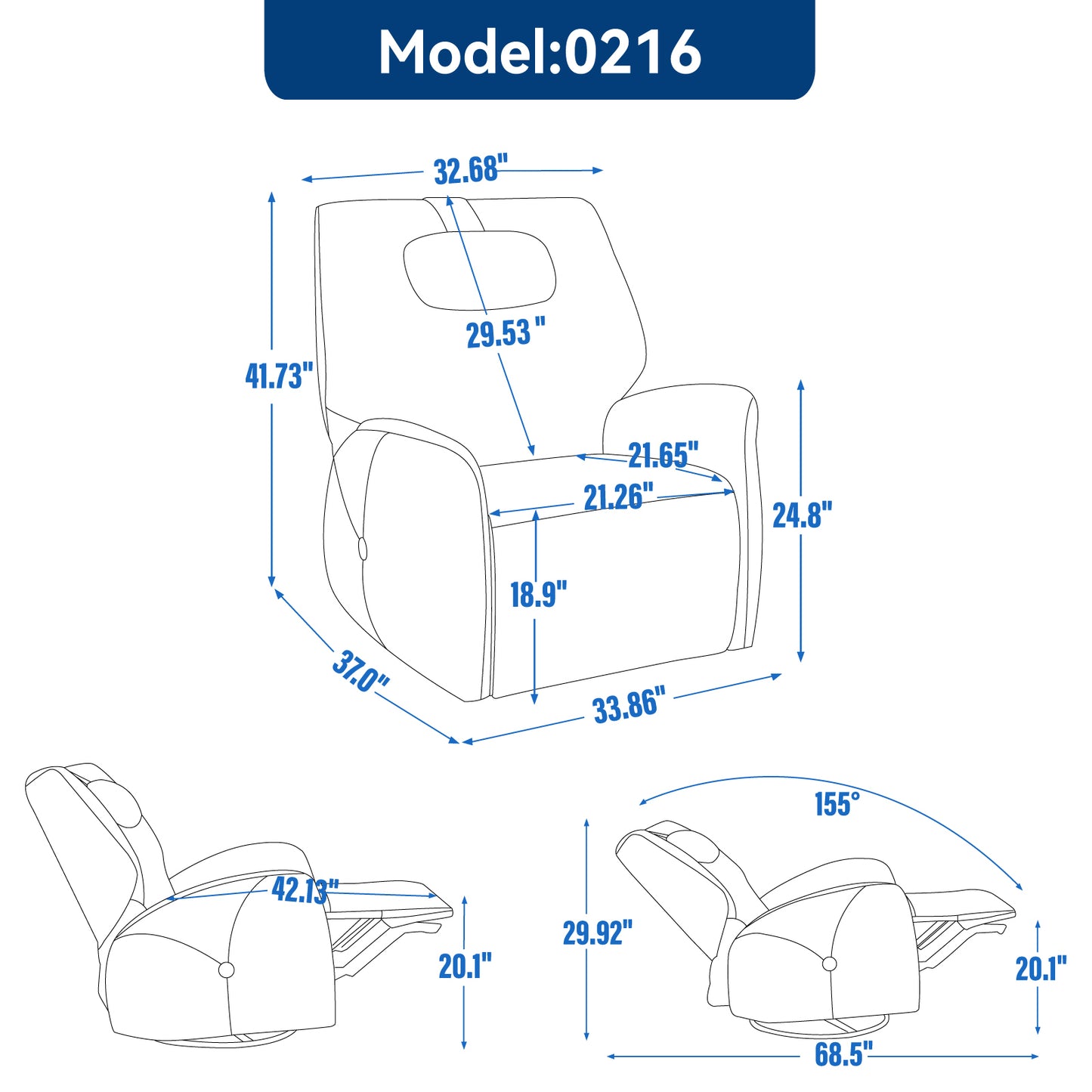 Warmsprings Modern Swivel Recliner Chair