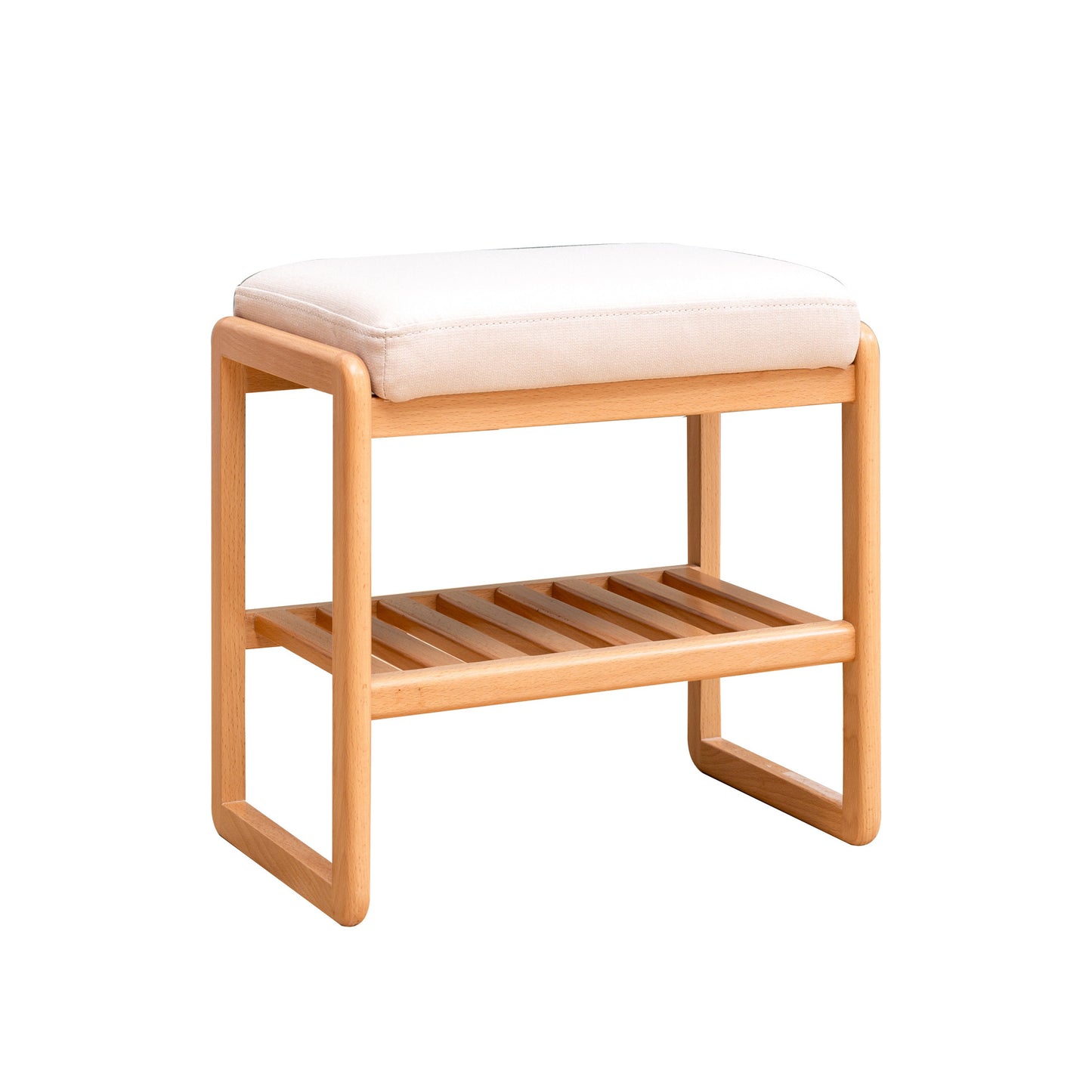 Marites Mid-Century Rack Wood Shoe Bench