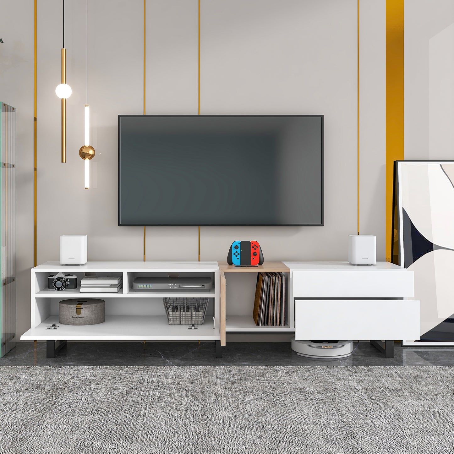 Marites Modern Drop Down Media Entertainment Table