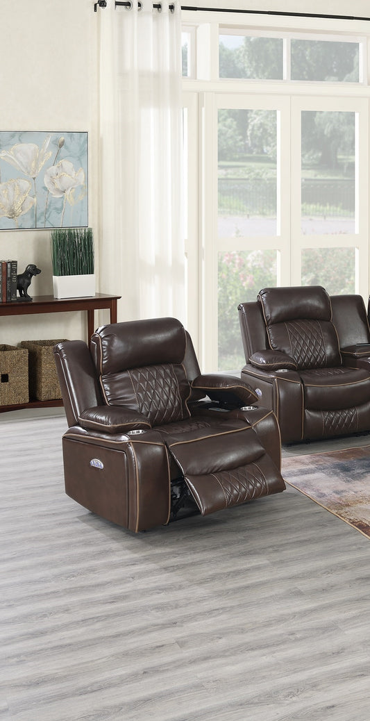 Lula Contemporary Power Motion Recliner Chair with Storage Arms & Cup Holder